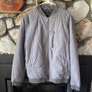 Banana Republic Gray Quilted-Shoulder Bomber Jacket